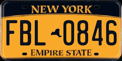 NY license plate FBL0846