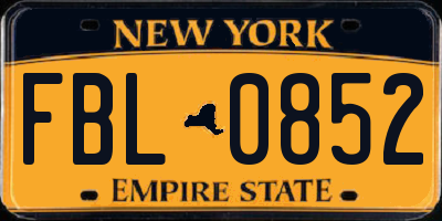 NY license plate FBL0852