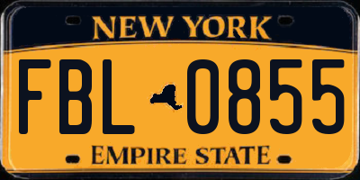 NY license plate FBL0855