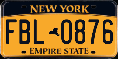 NY license plate FBL0876