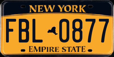 NY license plate FBL0877