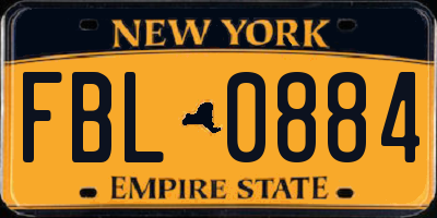NY license plate FBL0884