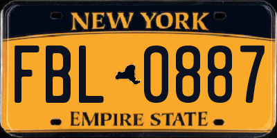 NY license plate FBL0887