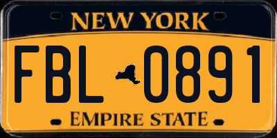 NY license plate FBL0891