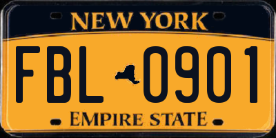 NY license plate FBL0901
