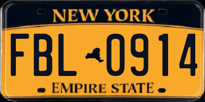 NY license plate FBL0914