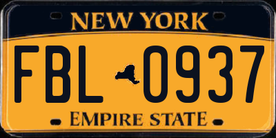 NY license plate FBL0937