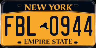 NY license plate FBL0944