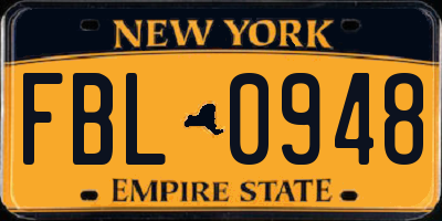 NY license plate FBL0948