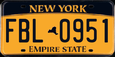 NY license plate FBL0951