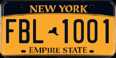 NY license plate FBL1001