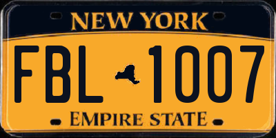 NY license plate FBL1007