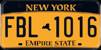 NY license plate FBL1016