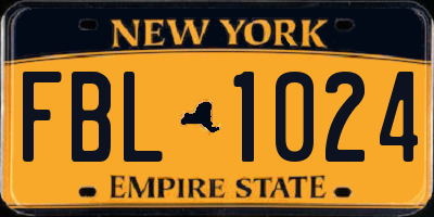 NY license plate FBL1024