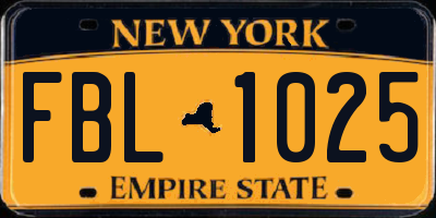 NY license plate FBL1025