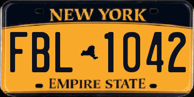 NY license plate FBL1042