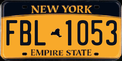 NY license plate FBL1053
