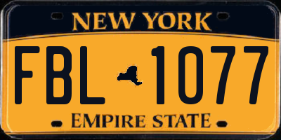 NY license plate FBL1077