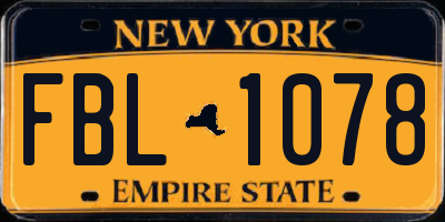 NY license plate FBL1078