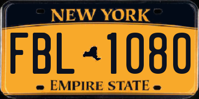 NY license plate FBL1080