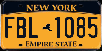 NY license plate FBL1085