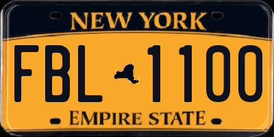 NY license plate FBL1100