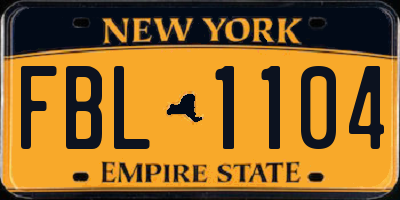 NY license plate FBL1104