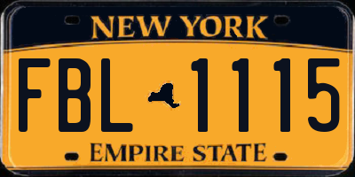 NY license plate FBL1115