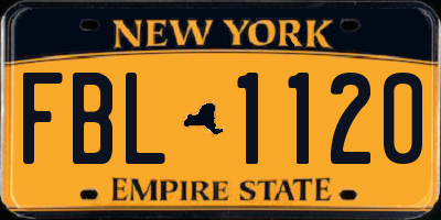 NY license plate FBL1120
