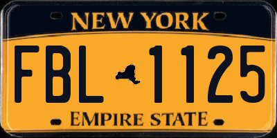 NY license plate FBL1125