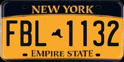 NY license plate FBL1132