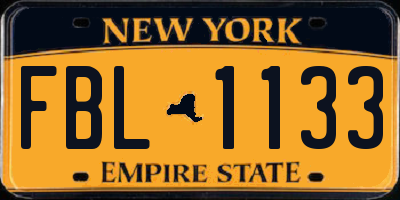 NY license plate FBL1133
