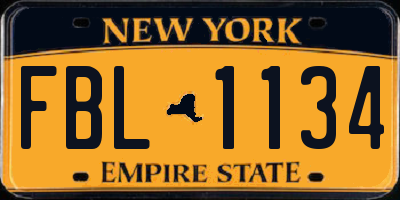 NY license plate FBL1134