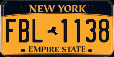 NY license plate FBL1138