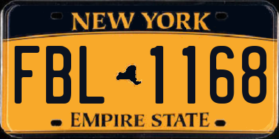 NY license plate FBL1168