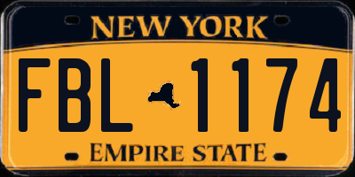 NY license plate FBL1174