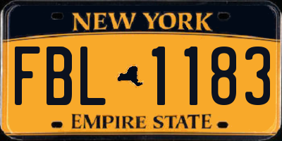 NY license plate FBL1183