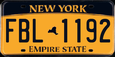 NY license plate FBL1192