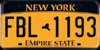 NY license plate FBL1193