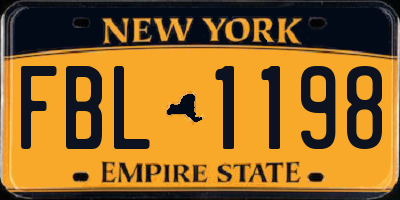 NY license plate FBL1198