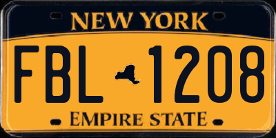 NY license plate FBL1208