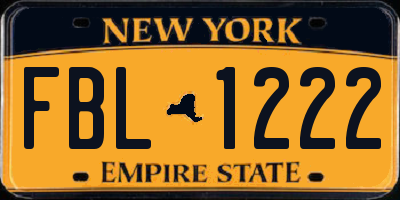 NY license plate FBL1222