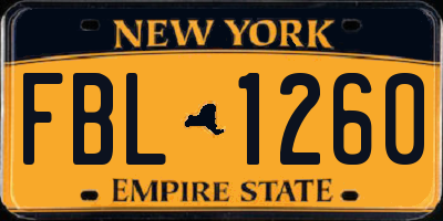 NY license plate FBL1260