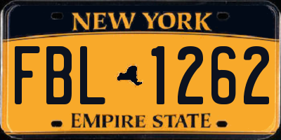 NY license plate FBL1262