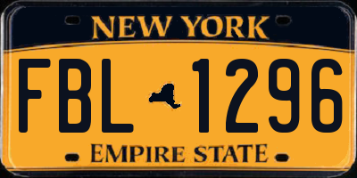 NY license plate FBL1296