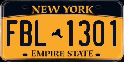 NY license plate FBL1301