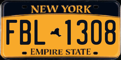 NY license plate FBL1308