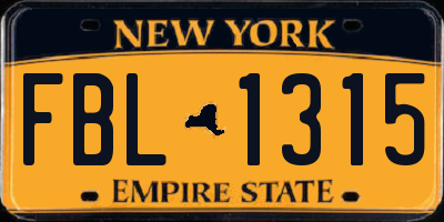 NY license plate FBL1315