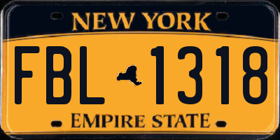 NY license plate FBL1318