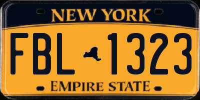 NY license plate FBL1323
